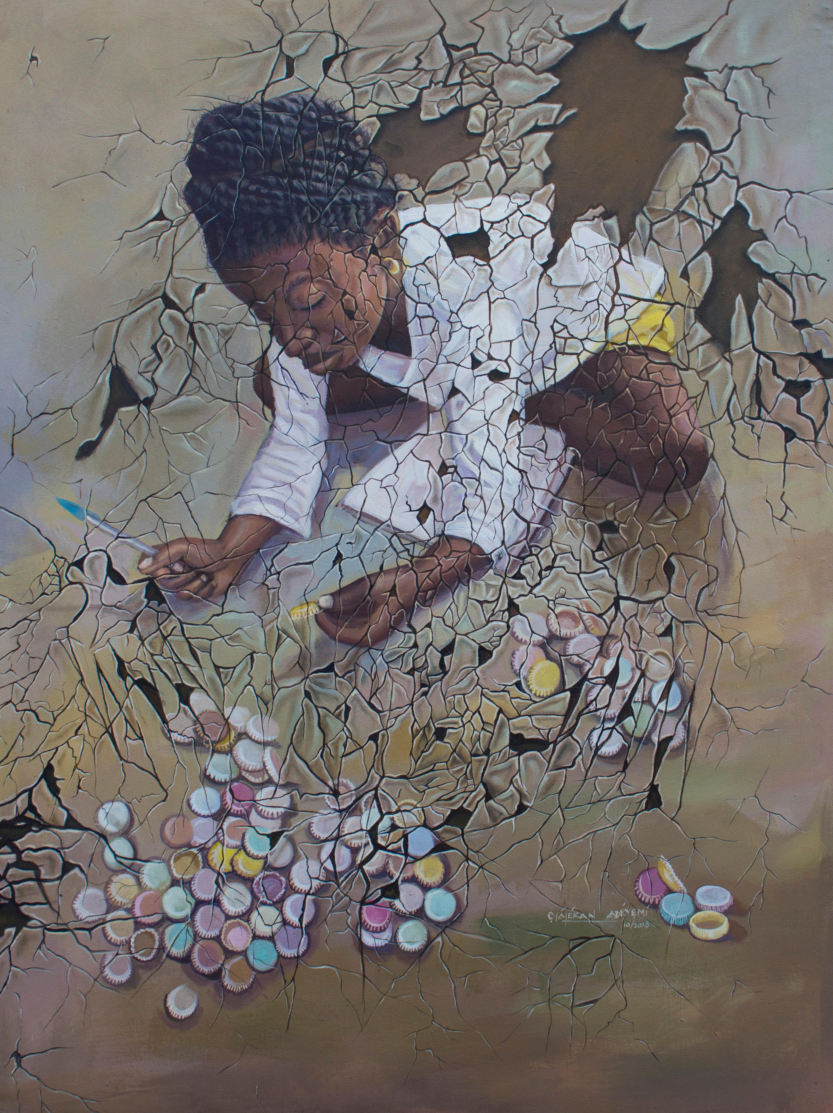 Portrait Painting di Olalekan Adeyemi - Onka (numerazione) - 21° secolo, Contemporaneo, Figurativo, Espressionista, Donne