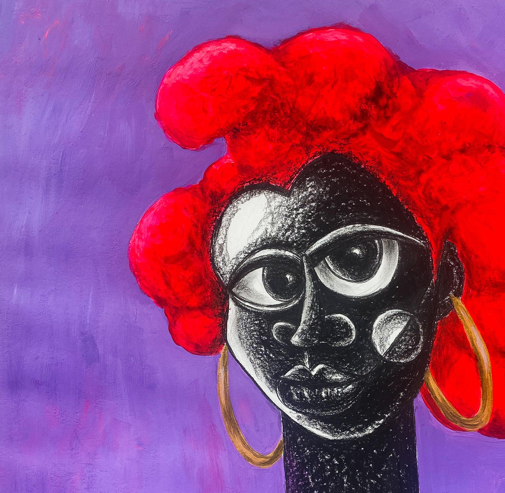 Hibiscus - Siglo XXI, Contemporáneo, Pintura figurativa, Técnica mixta, Mujer - Painting de Olalekan Odunbori