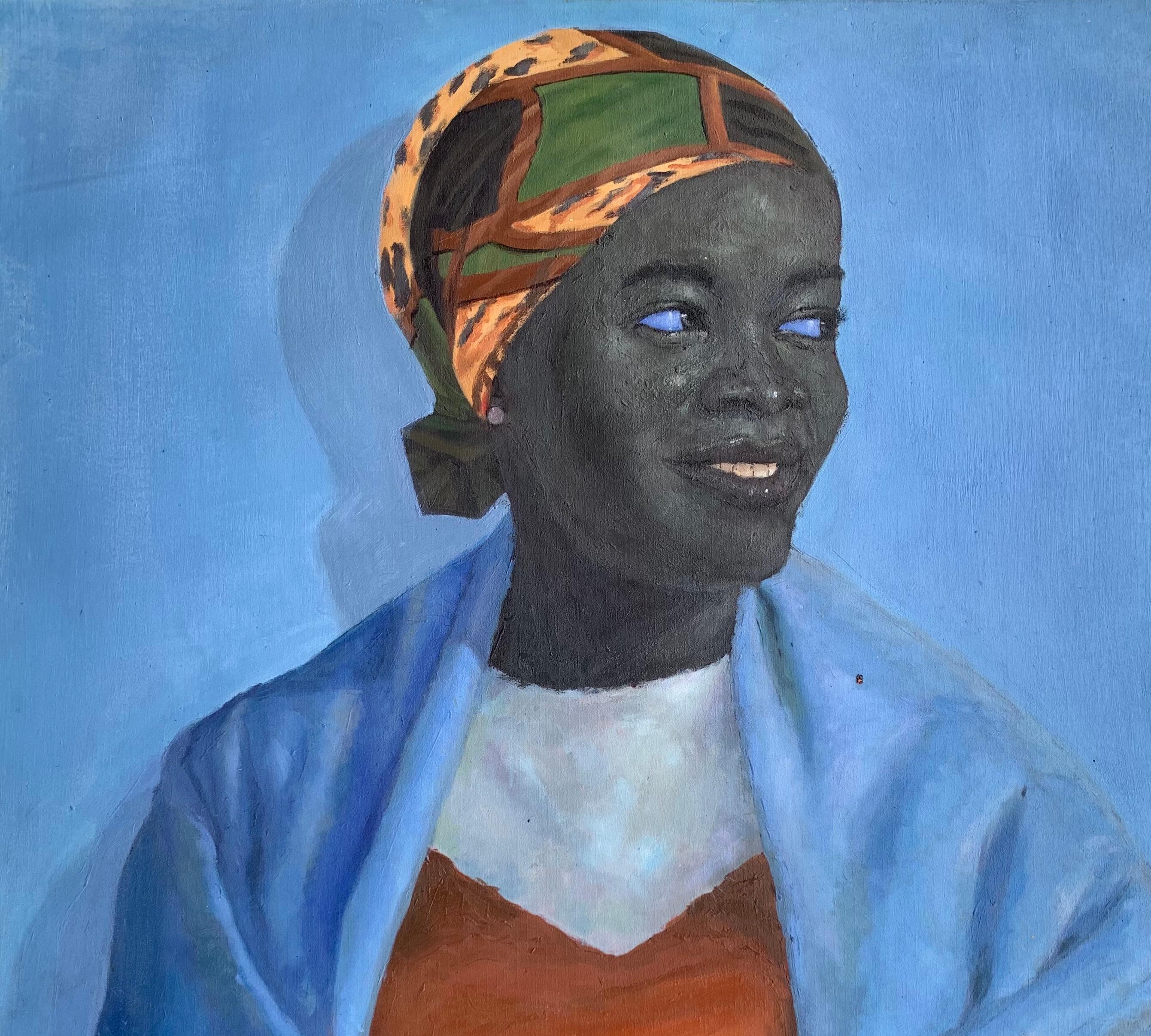 Blue Towel 1 - Painting by Olamilekan Bello