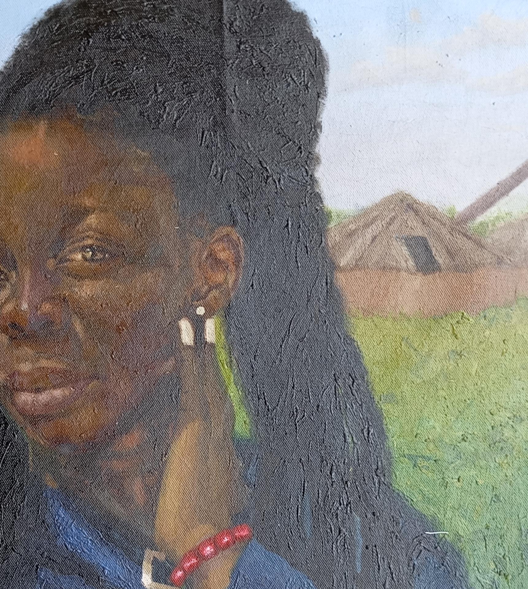 Fehintola (Acqua nel buco) -21° secolo, Contemporaneo, Figurativo, Paesaggio - Painting Espressionista di Olamilekan Bello
