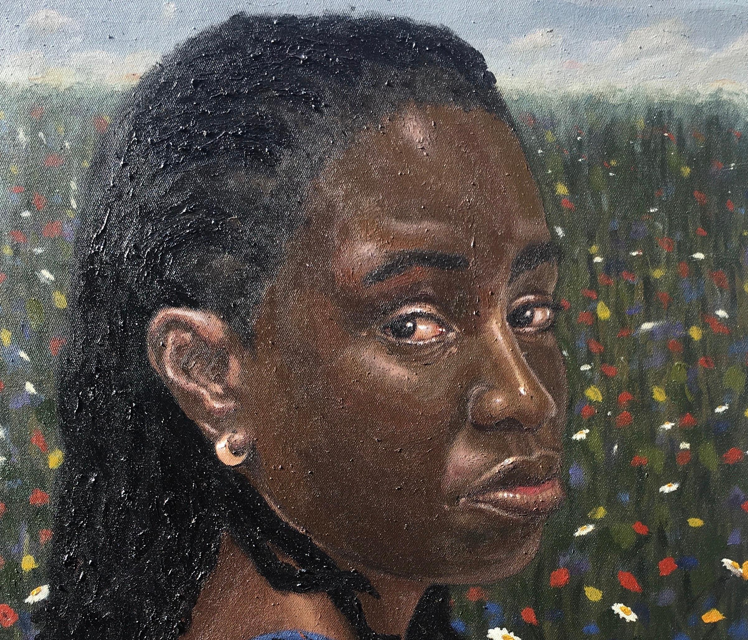 Signora matura - 21° secolo, Contemporaneo, Ritratto figurativo, Donne, Nature - Painting di Olamilekan Bello