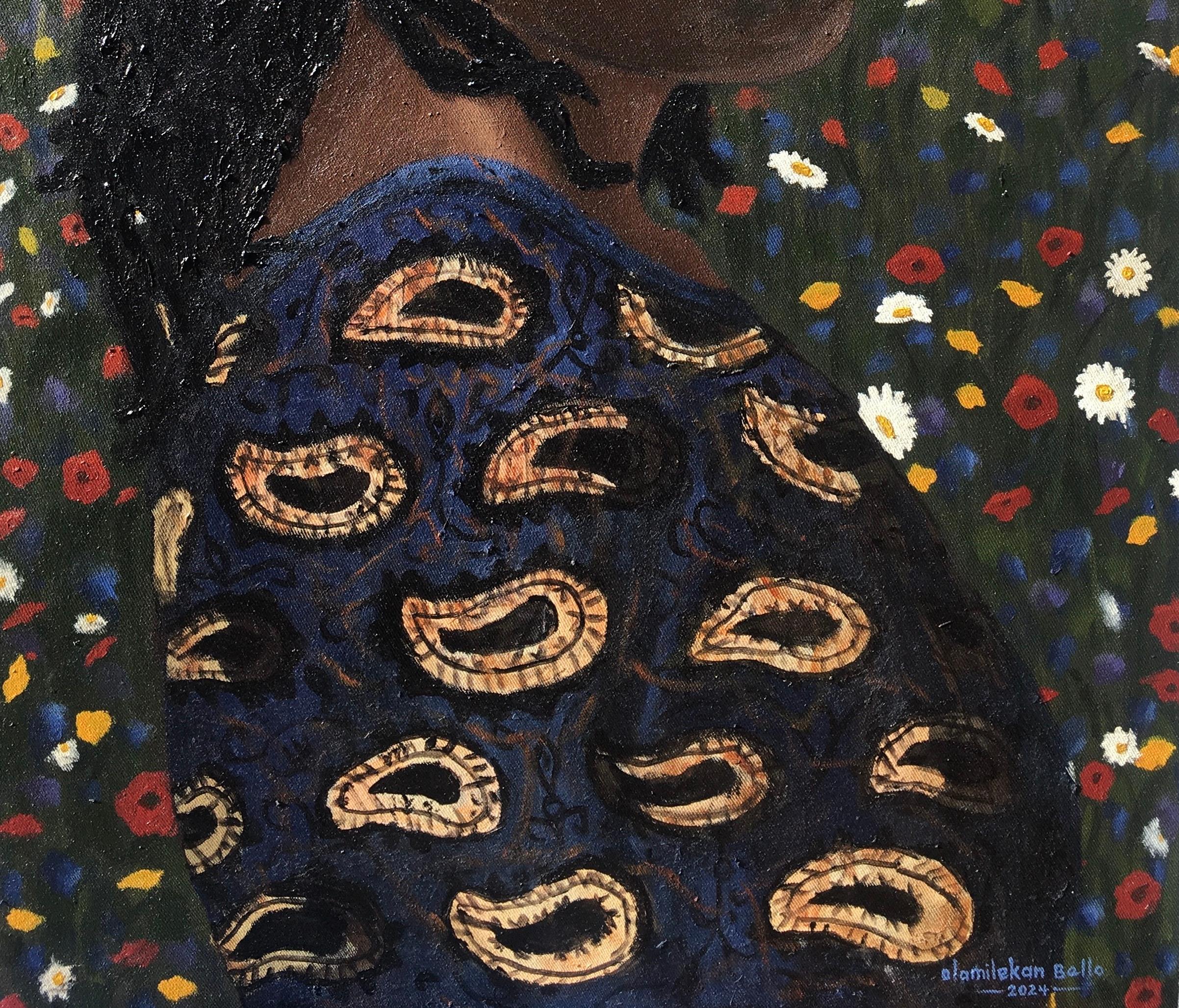 Signora matura - 21° secolo, Contemporaneo, Ritratto figurativo, Donne, Nature - Figurative Painting Nero di Olamilekan Bello