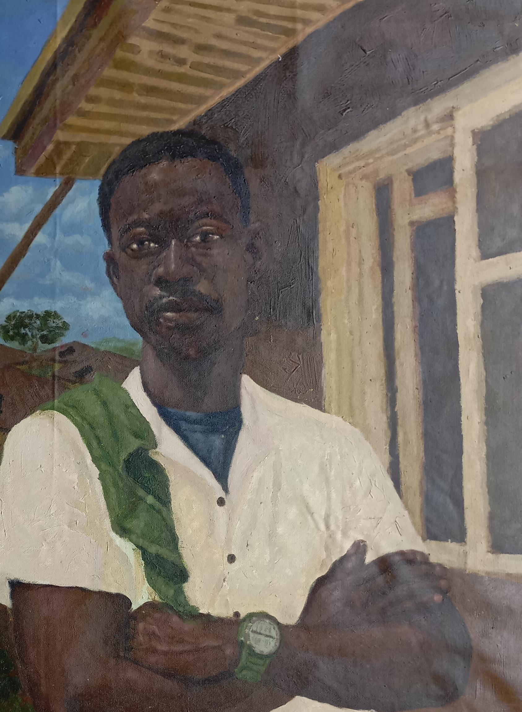 Ogo Enyi (Acqua nel buco) - XXI secolo, Contemporaneo, Figurativo, Paesaggio - Painting di Olamilekan Bello