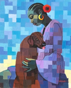 Un amigo mejor 1 - Siglo XXI, Contemporáneo, Figurativo, Píxel, Mujer, Animal