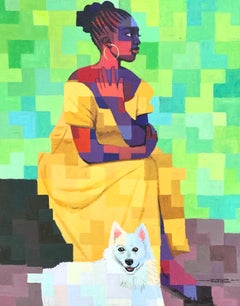 Un amigo mejor 2 - Siglo XXI, Contemporáneo, Figurativo, Píxel, Mujer, Animal