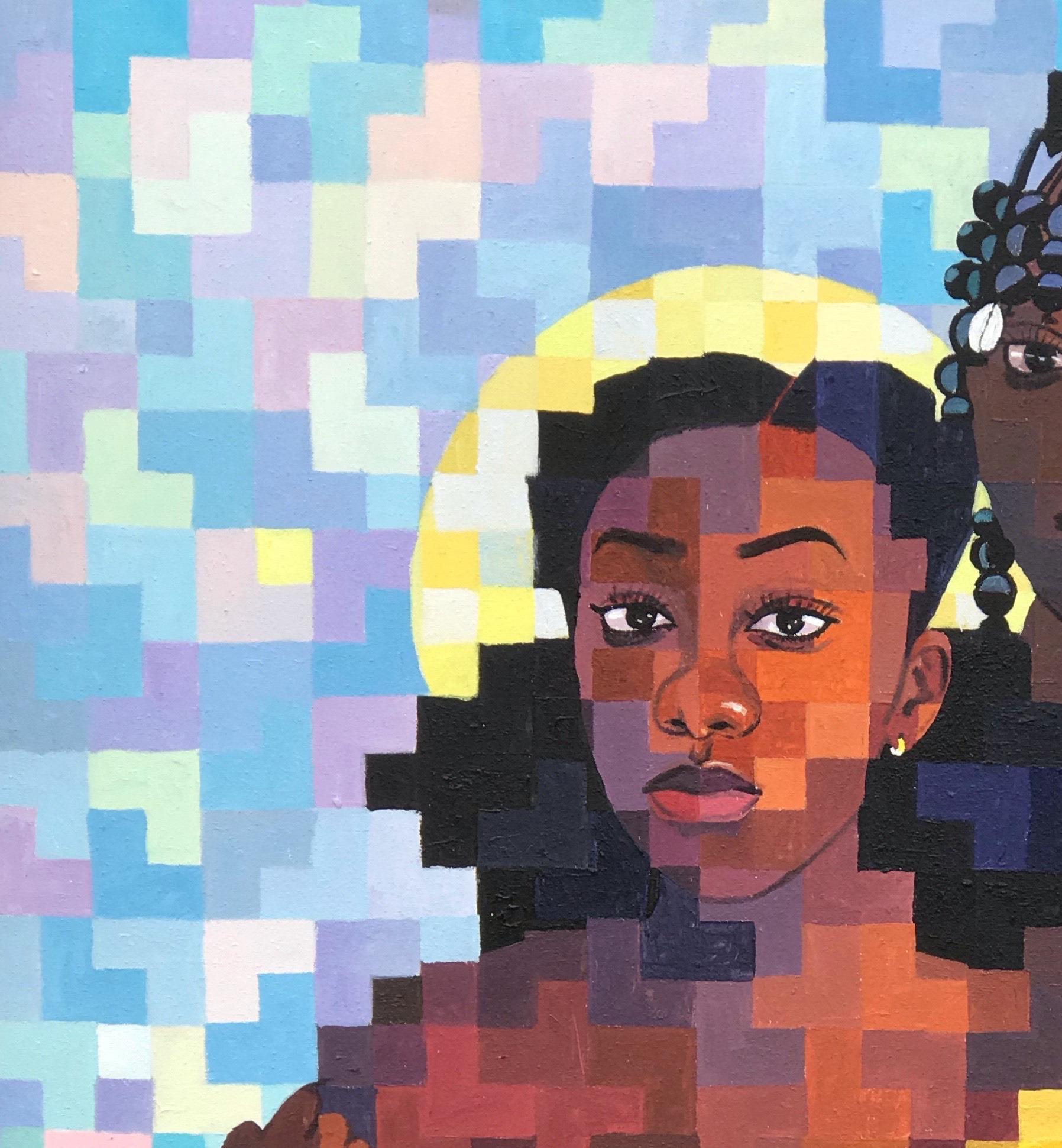Abiyamo (Mothers That Nurtures) - 21. Jahrhundert, Zeitgenössisch, Figurativ, Pixel – Painting von Olamilekan Okunade