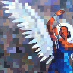Un hymne à la liberté -21e siècle, contemporain, figuratif, pixellisé, femmes nues