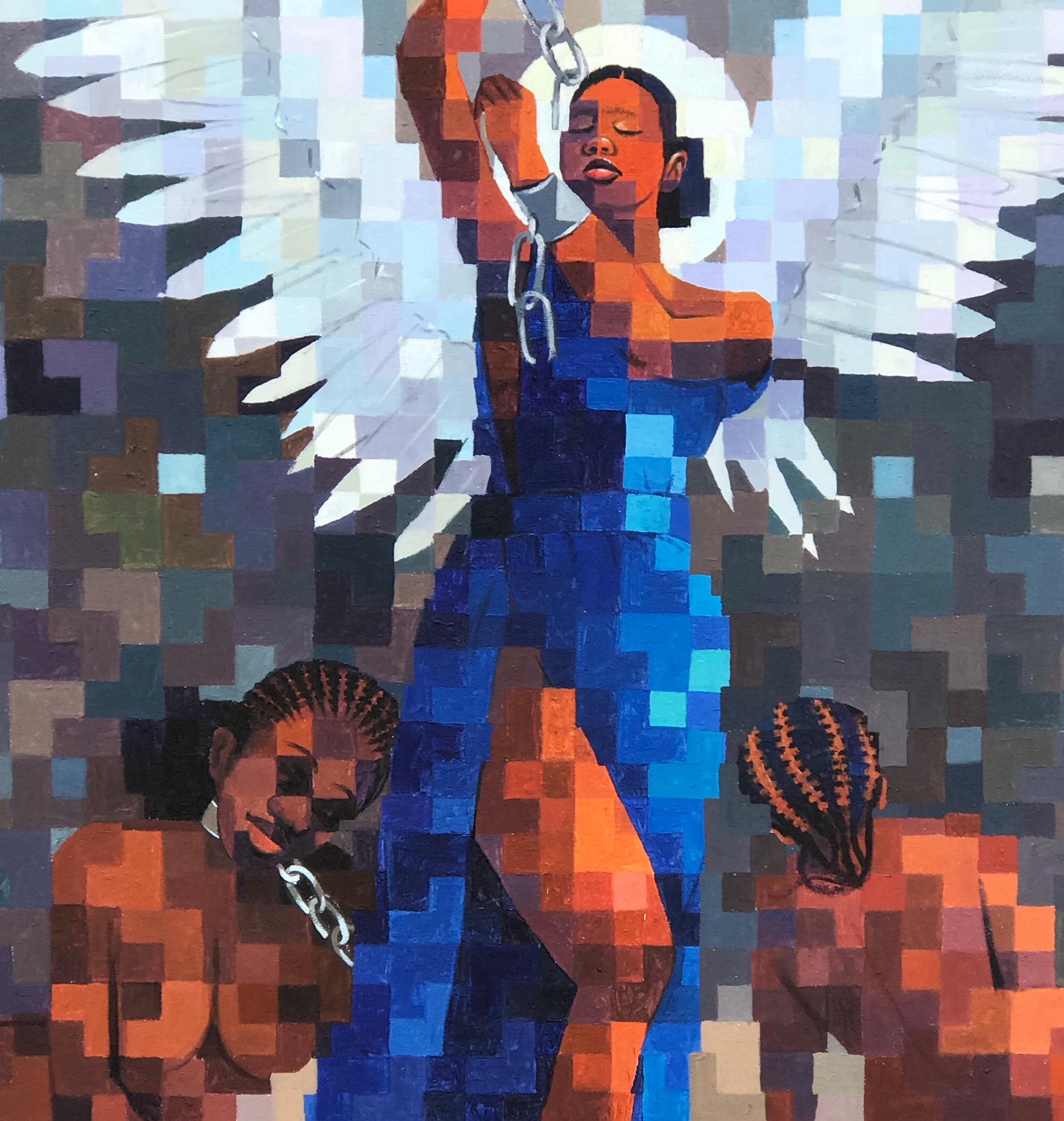 Un'ode alla libertà -21° secolo, Contemporaneo, Figurativo, Pixelato, Donne nude in vendita 2