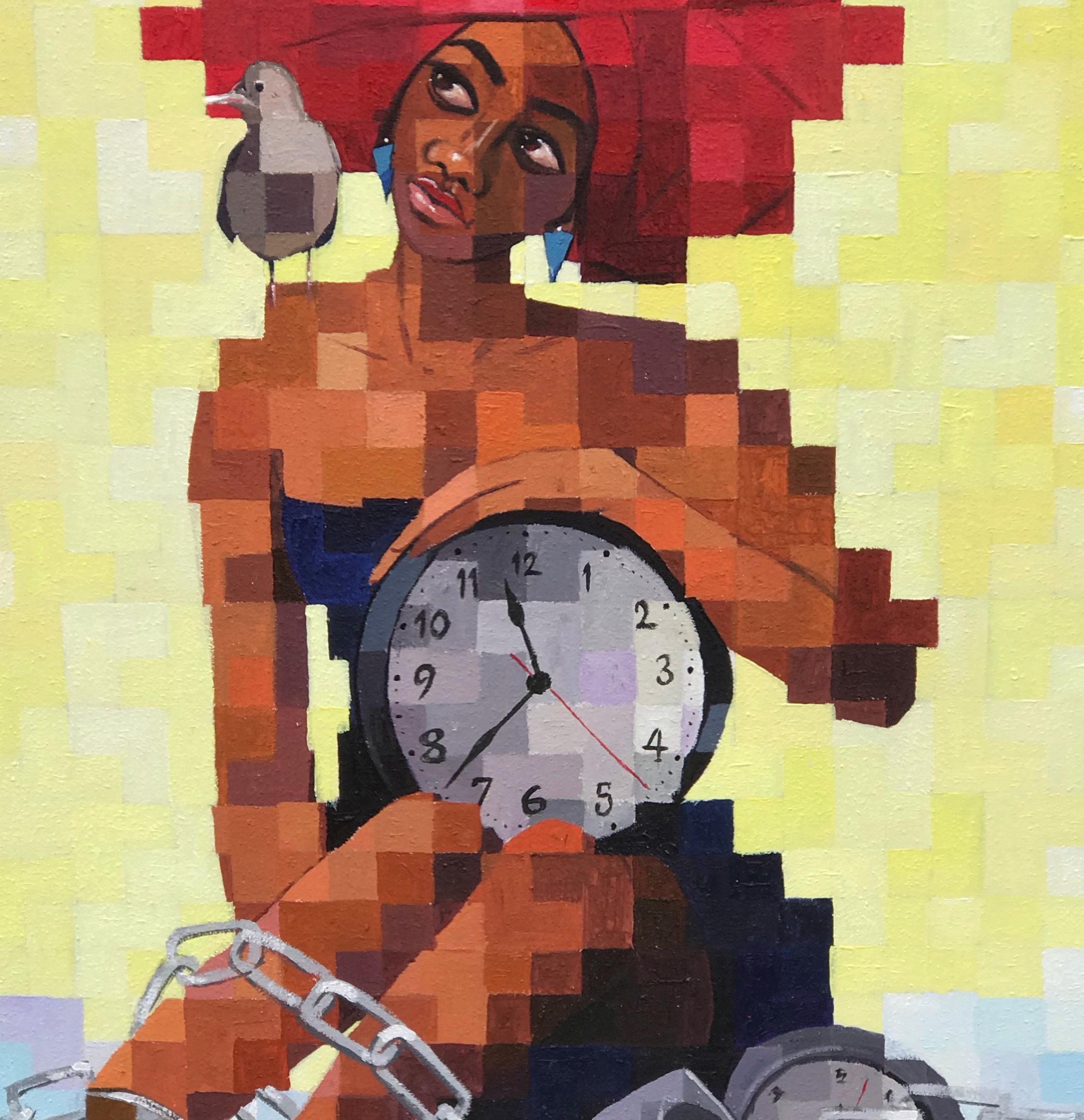 Cry to Freedom is a visual representation of the emotional journey of a captured soul yearning for liberation. The central figure is seen in bondage and enveloped in bitterness. The symbolic motive of this painting is fighting for freedom regardless