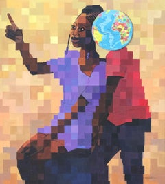 Place Called Home -Siglo XXI, Contemporáneo, Figurativo, Pixelado, Mujer