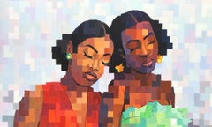 Sisterly Solidarity -21st Century, Contemporary, Figurative, Pixel, Love, Women