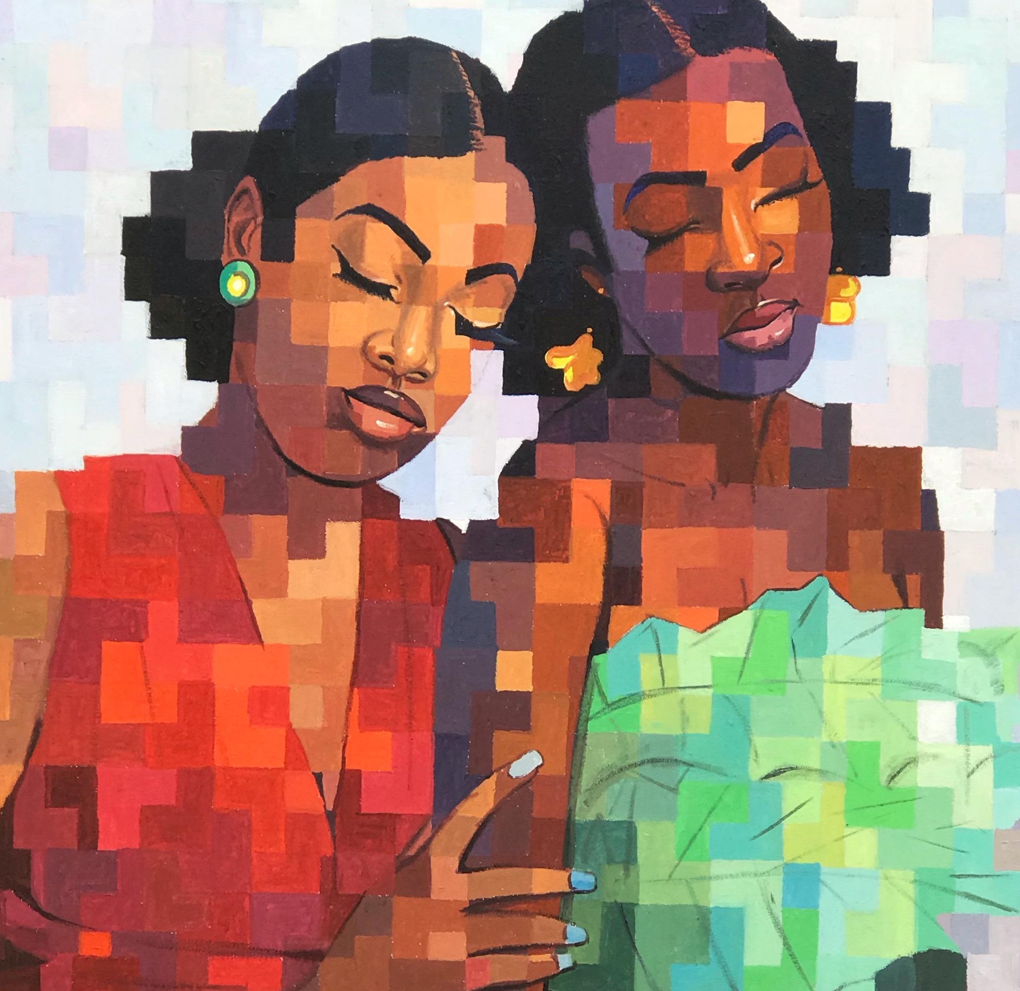 Sorellanza: un'allegoria di un sistema di sostegno. Questo pezzo è la rappresentazione del legame di parentela femminile catturato con l'essenza della fiducia, del sostegno, della serenità reciproca e del rifugio senza tempo nel mondo femminile.