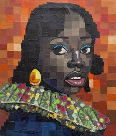 Subtle 5 - 21° secolo, Contemporaneo, Ritratto figurativo, Pixelato, Donna