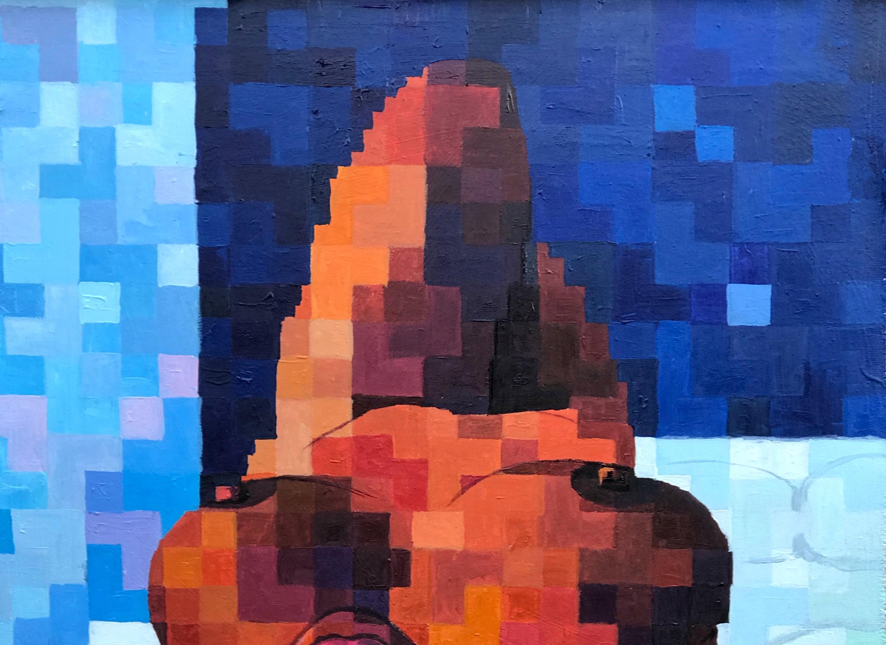 Temple de Dieu 1 - 21e siècle, Contemporain, Figuratif, Pixellisé, Femme, Nu - Painting de Olamilekan Okunade