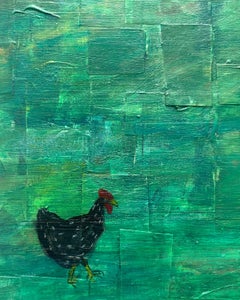 Brood (Collage Paysage d'un élevage de poulets et figure féminine couchée)