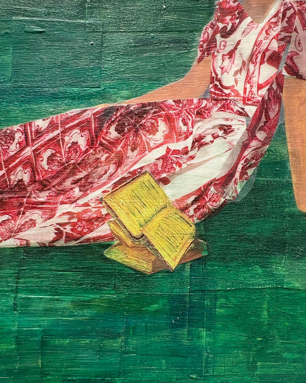 Brood (Collage Paysage d'un élevage de poulets et figure féminine couchée) en vente 4