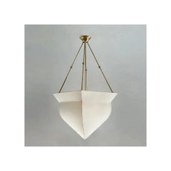 Olana Pendant Light, Custom Cream Linen Shade, Raw Brass Finish, 2020