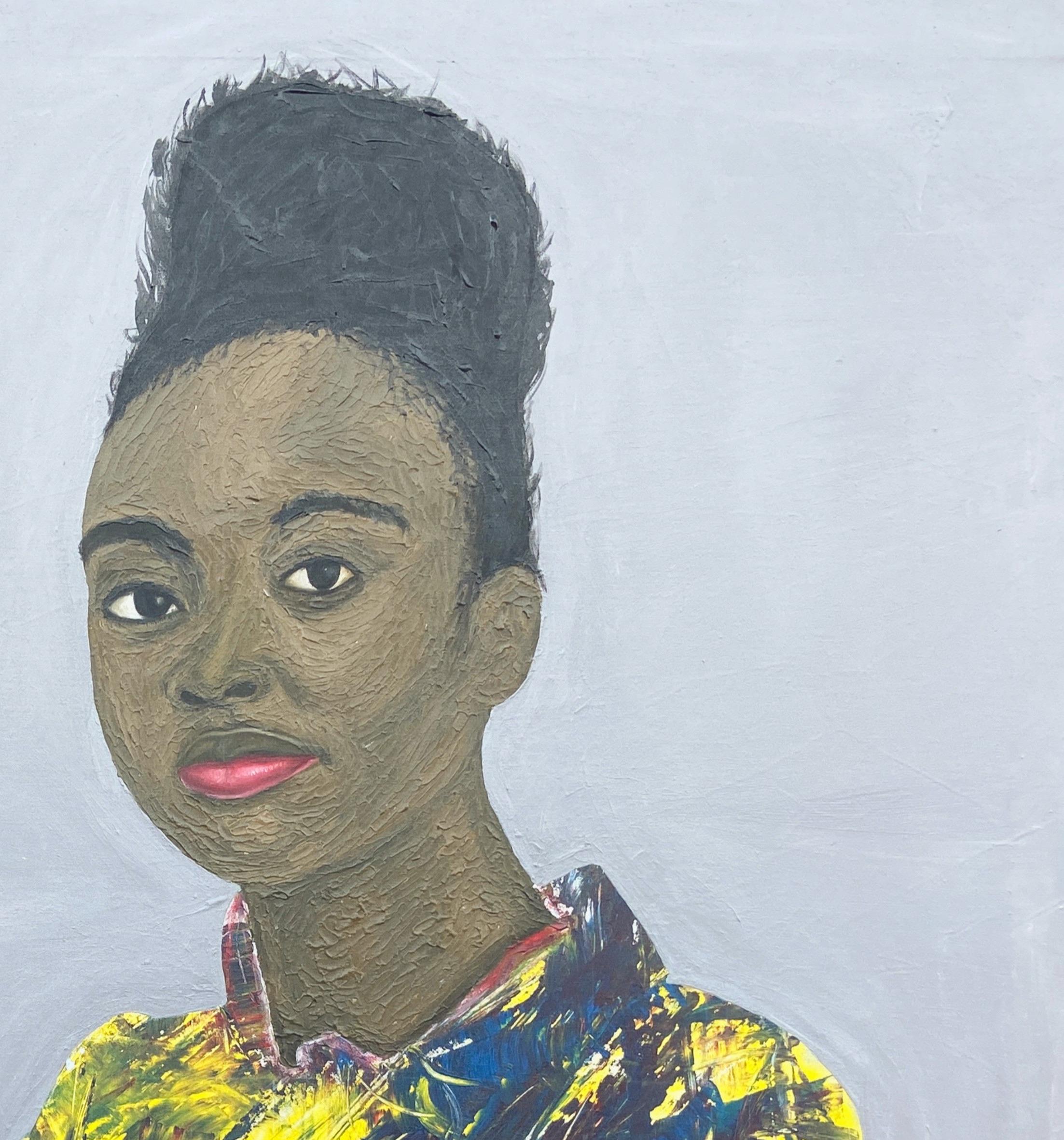 Bellezza africana -21° secolo contemporaneo, Ritratto figurativo, Donne, Africa - Painting Espressionista di Olaniyi Timothy