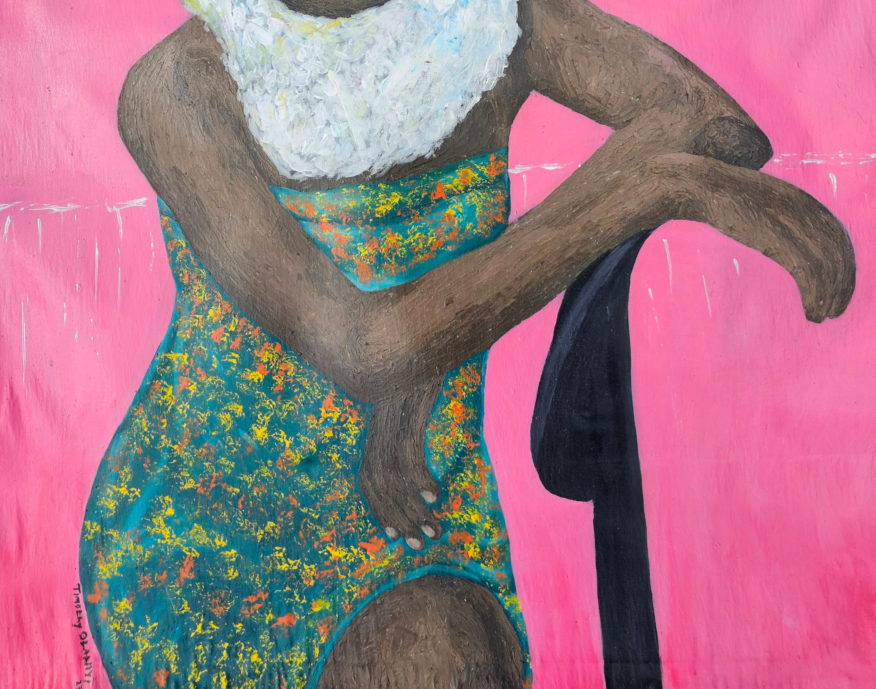 Be Still - 21st Century Contemporary, Figurative Portrait, Acrylic, Young Girl - Realist Painting by Olaniyi Timothy