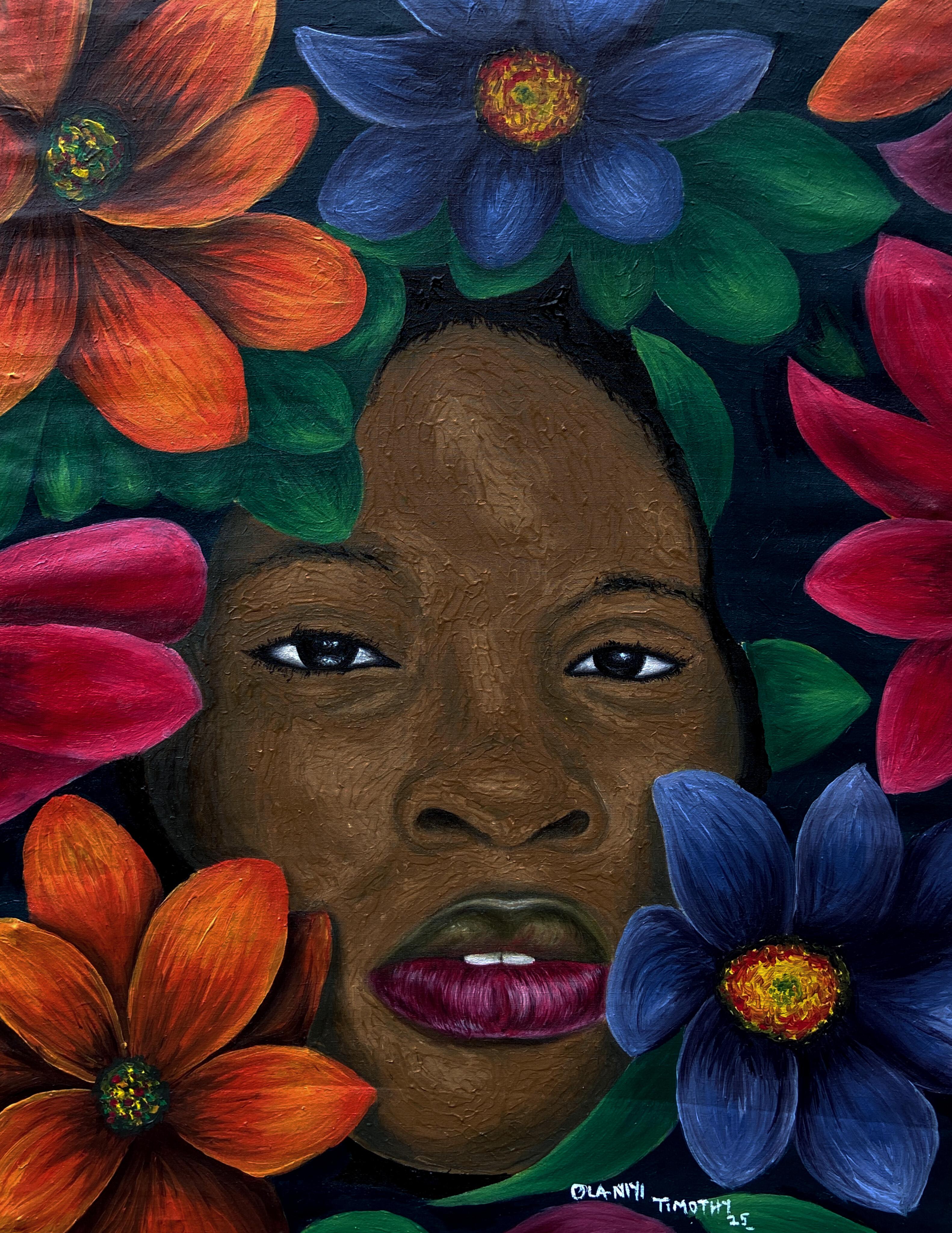 Bloom - 21. Jahrhundert Zeitgenössisch, Figurativ, Porträt, Modern, Frauen, Floral