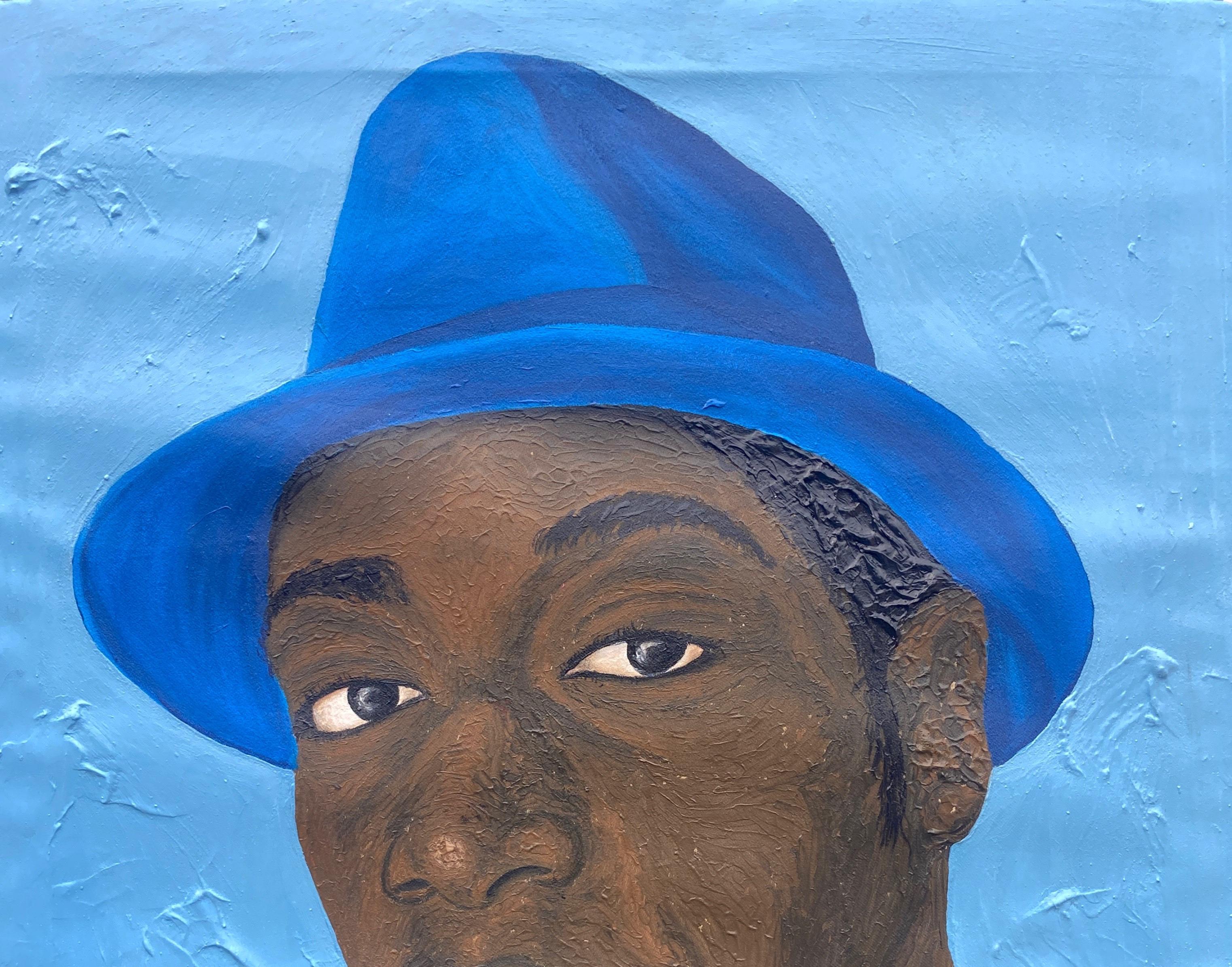 Guardare con coraggio 1 -21° Secolo Contemporaneo, Ritratto figurativo, Cappello da uomo, Africa - Painting di Olaniyi Timothy