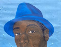 Gazing Boldly 1 -21st Century Contemporary, Figurative Portrait, Men Hat, Africa