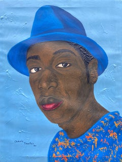 Gazing Boldly 1 -21st Century Contemporary, Figurative Portrait, Men Hat, Africa
