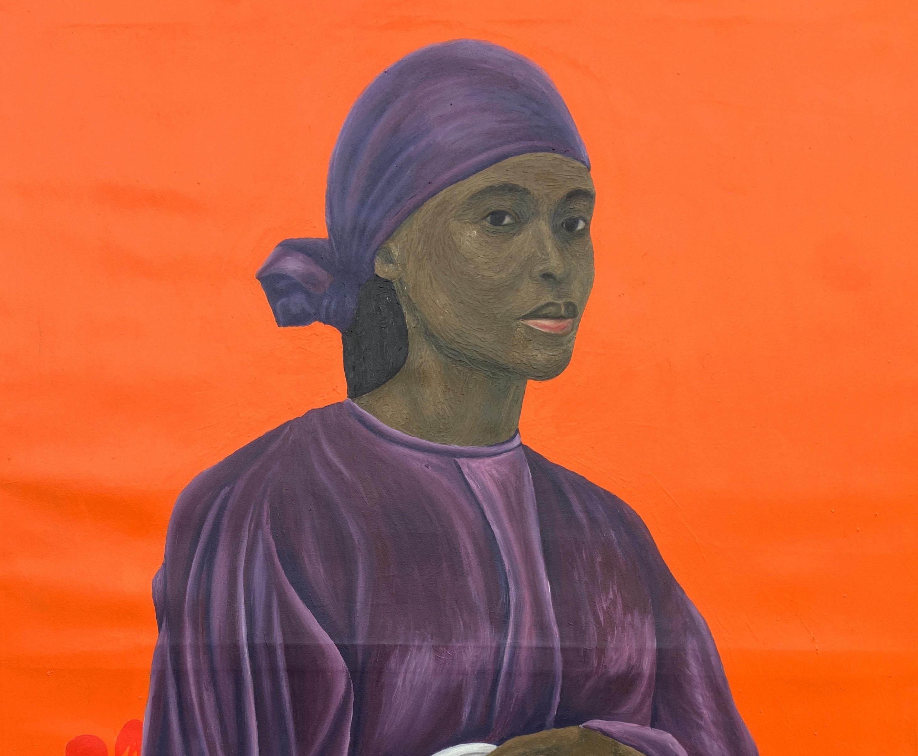 Her Innocence - 21st Century Contemporary, Figurative, Portrait, Women, Modern - Painting by Olaniyi Timothy