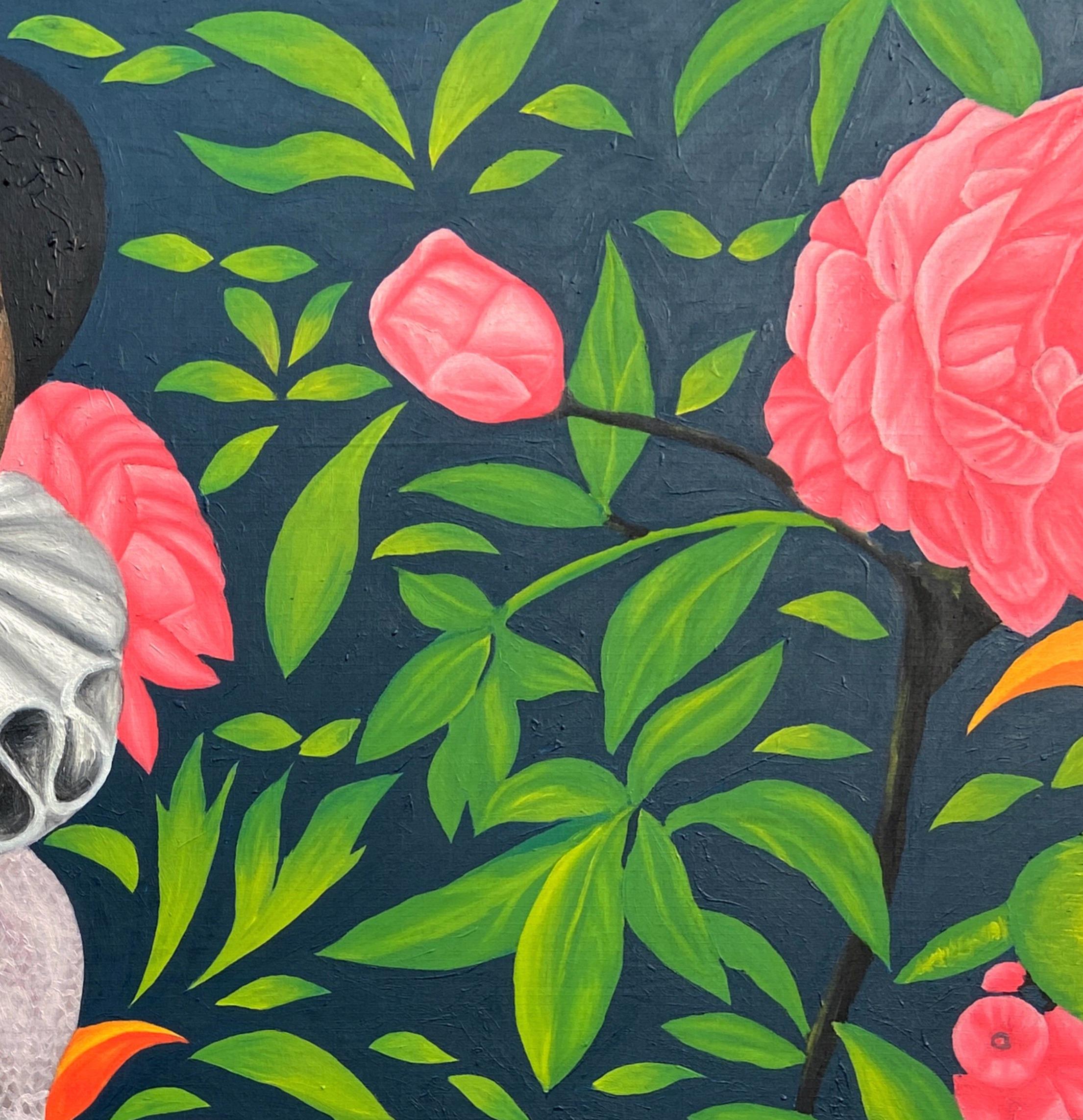 In Her Solace - 21st Century Contemporary, Figurative, Portrait, Women, Modern - Expressionist Painting by Olaniyi Timothy