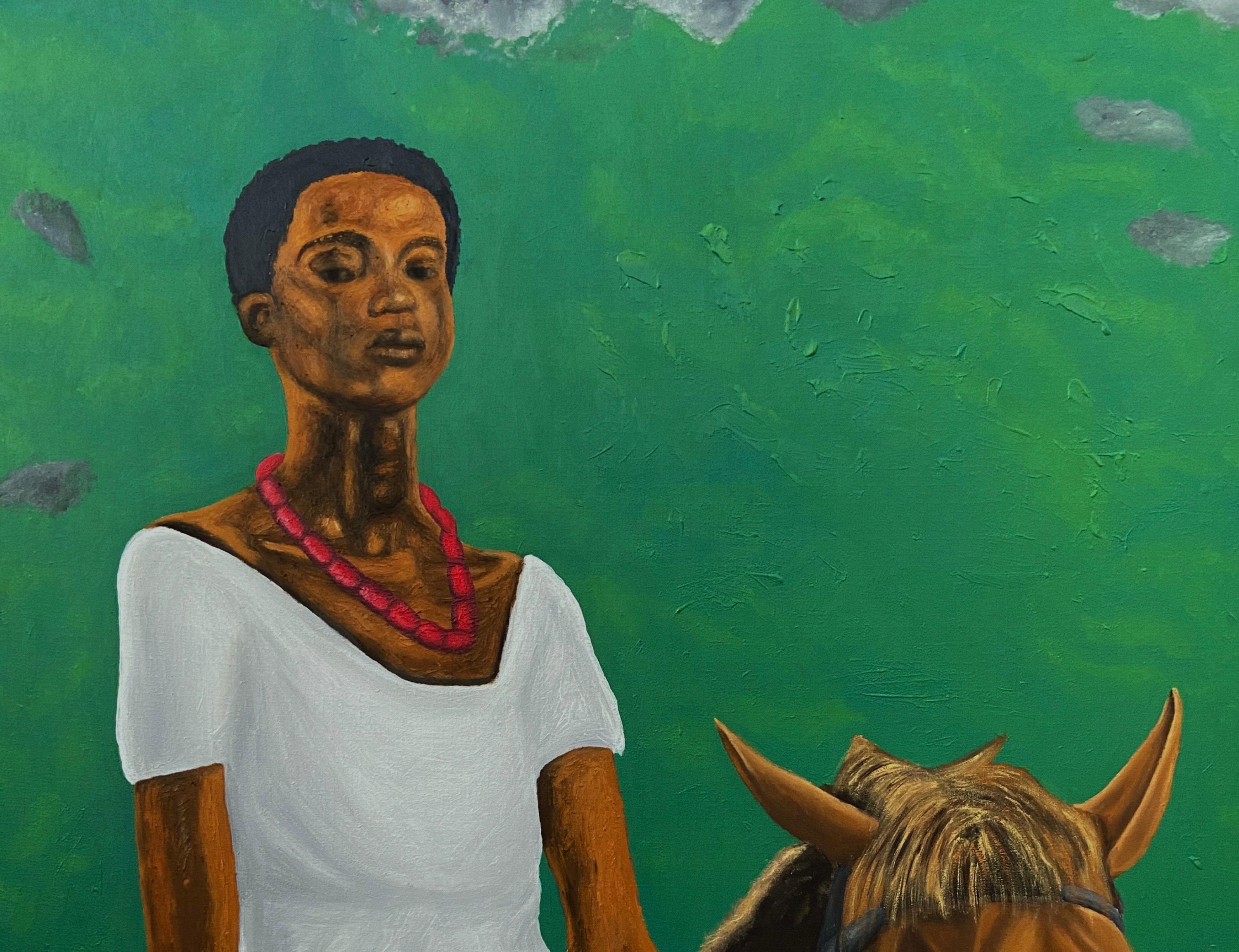 King's Pride - 21. Jahrhundert Zeitgenössisch, Figurativ, Moderne Frauen, Reiterin – Painting von Olaniyi Timothy