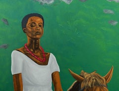 Orgullo de rey - Contemporáneo del siglo XXI, Figurativo, Mujer moderna, Jinete de caballo