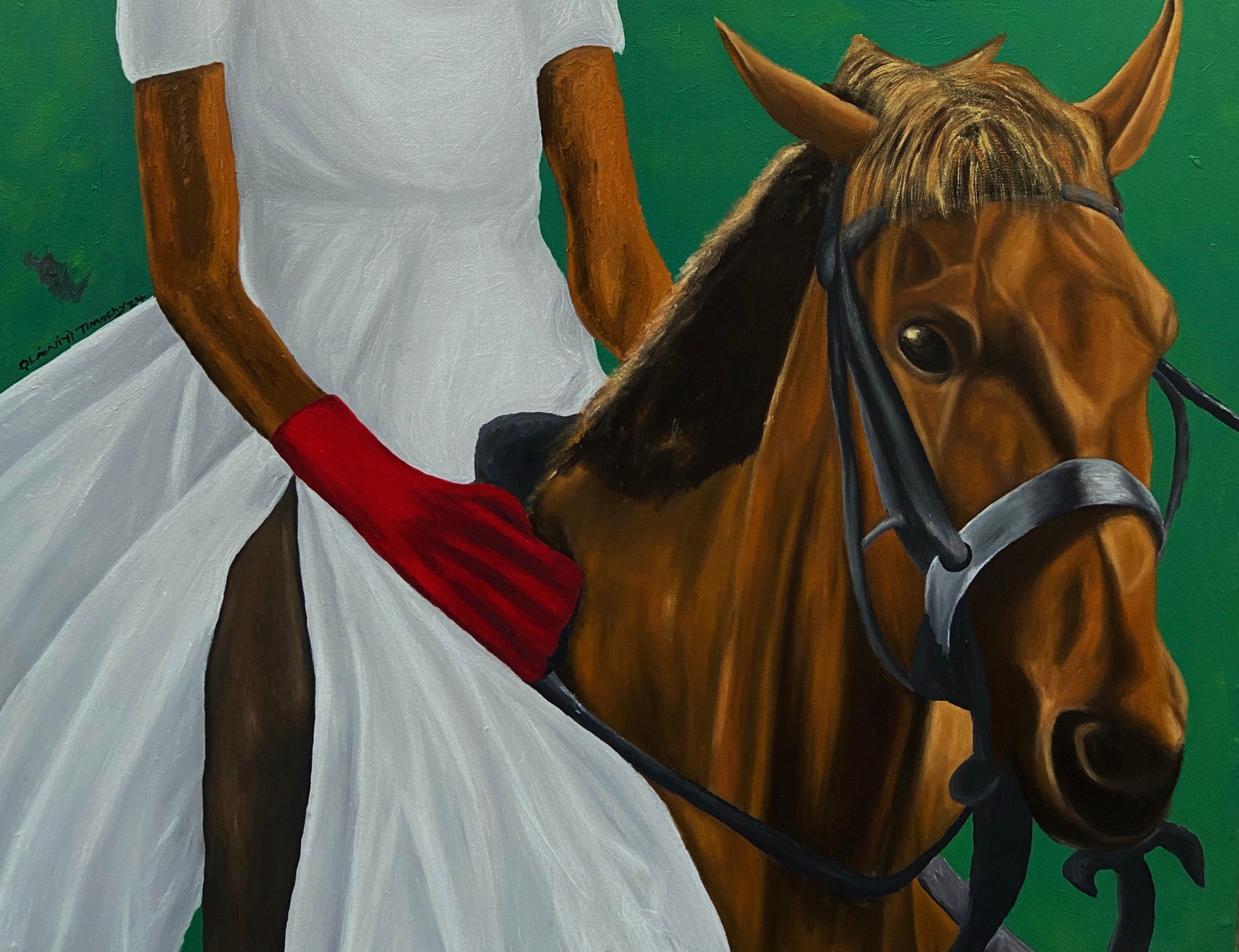 King's Pride - 21. Jahrhundert Zeitgenössisch, Figurativ, Moderne Frauen, Reiterin (Expressionismus), Painting, von Olaniyi Timothy