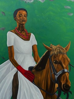 Orgullo de rey - Contemporáneo del siglo XXI, Figurativo, Mujer moderna, Jinete de caballo