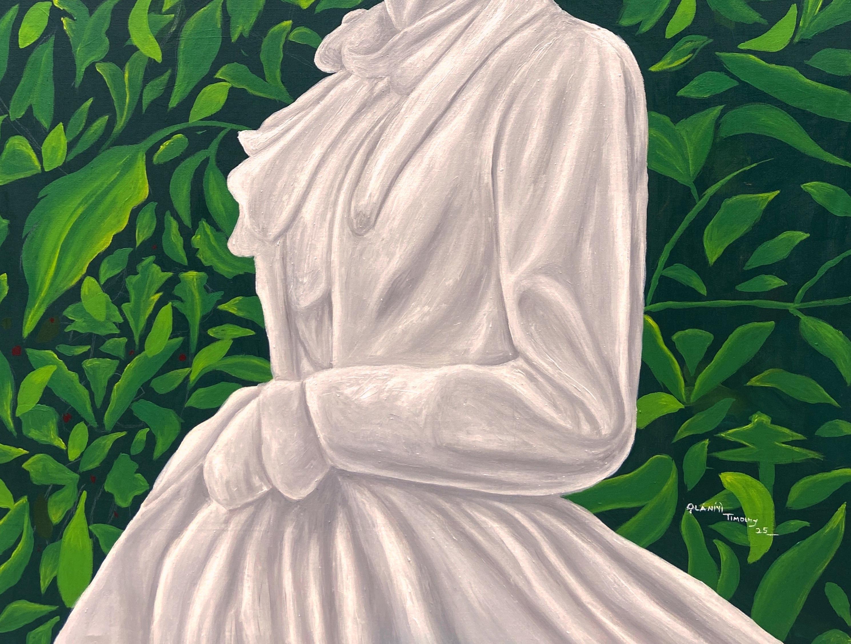 Dama De Blanco 1 - Siglo XXI Contemporáneo, Figurativo, Retrato, Mujer, Moderno - Painting Expresionista de Olaniyi Timothy