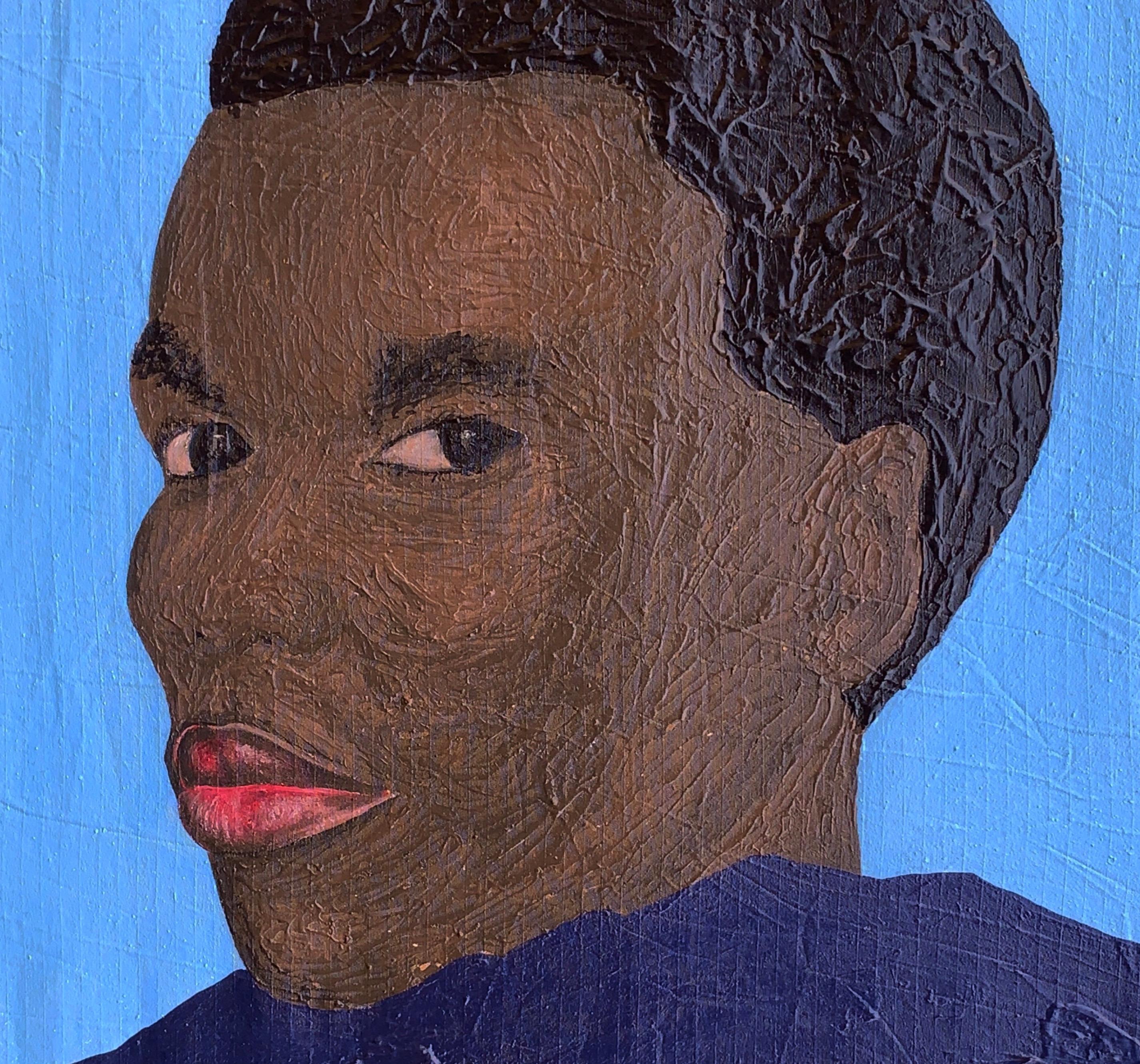 Mind Emancipation 3 -21st Century Contemporary, Figurative, Portrait, Modern Men (Schwarz), Portrait Painting, von Olaniyi Timothy