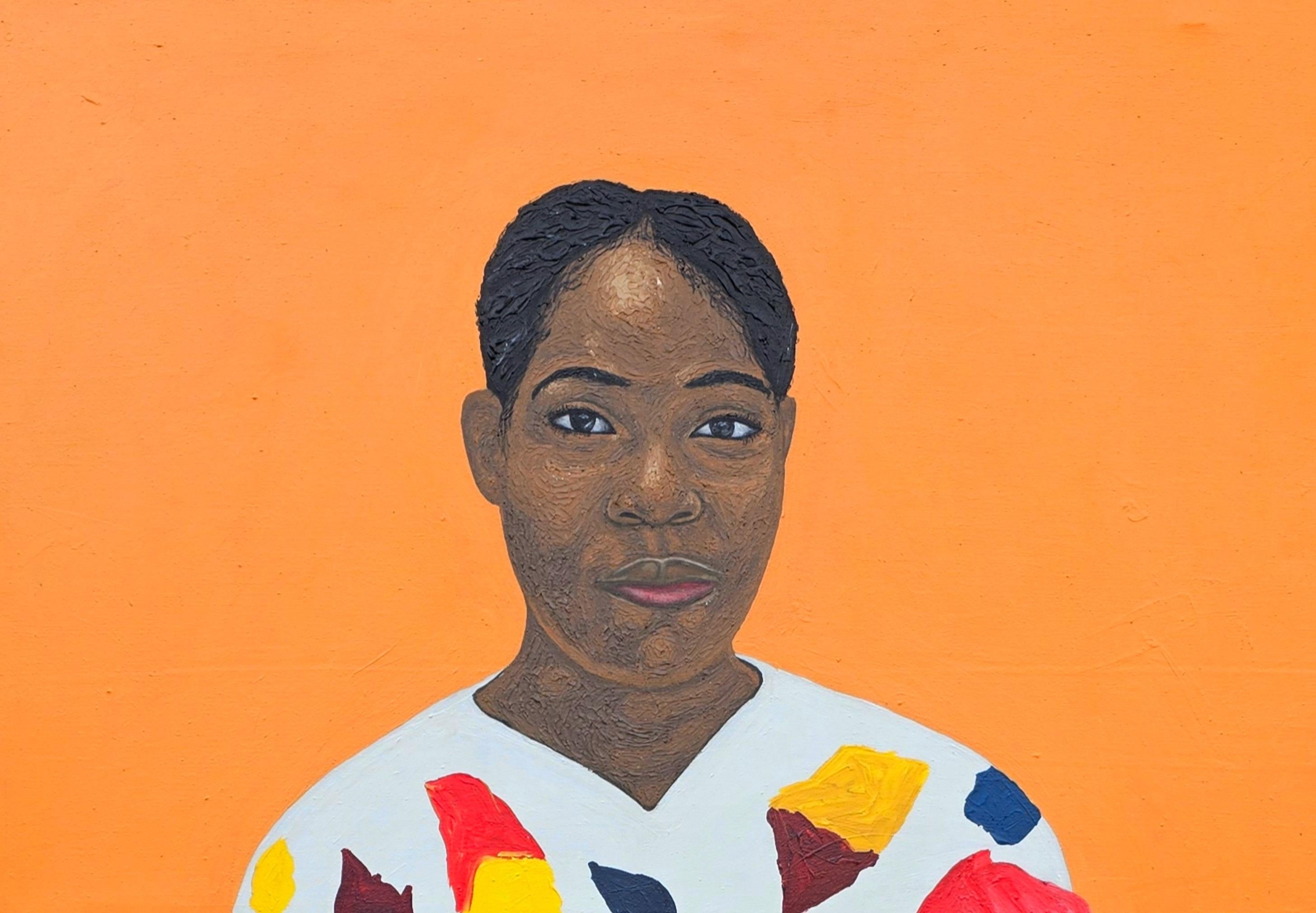 Ella Merece Sus Flores 2 - Siglo XXI Contemporáneo, Figurativo, Mujer Moderna - Painting de Olaniyi Timothy