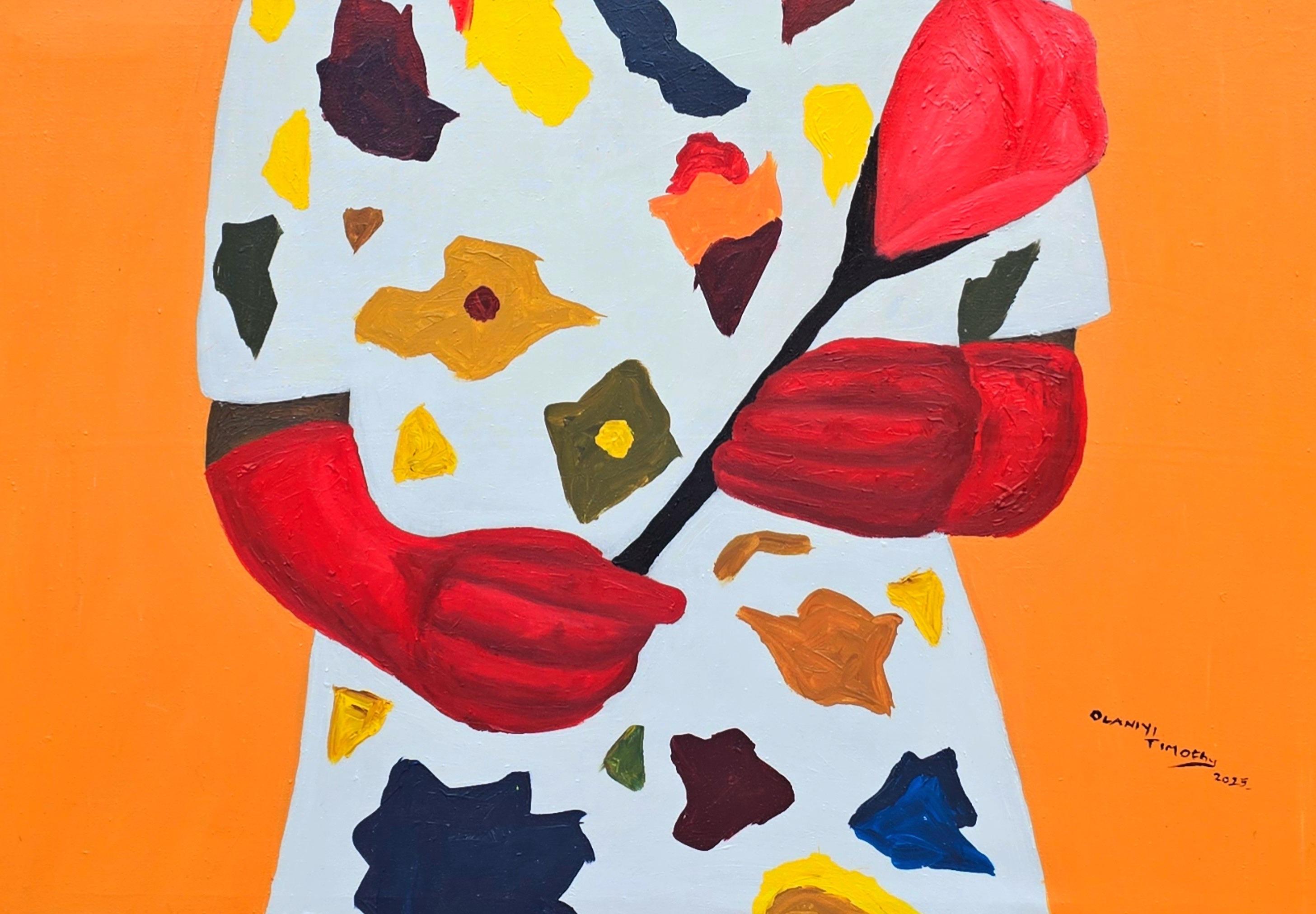 Ella Merece Sus Flores 2 - Siglo XXI Contemporáneo, Figurativo, Mujer Moderna - Painting Expresionista de Olaniyi Timothy