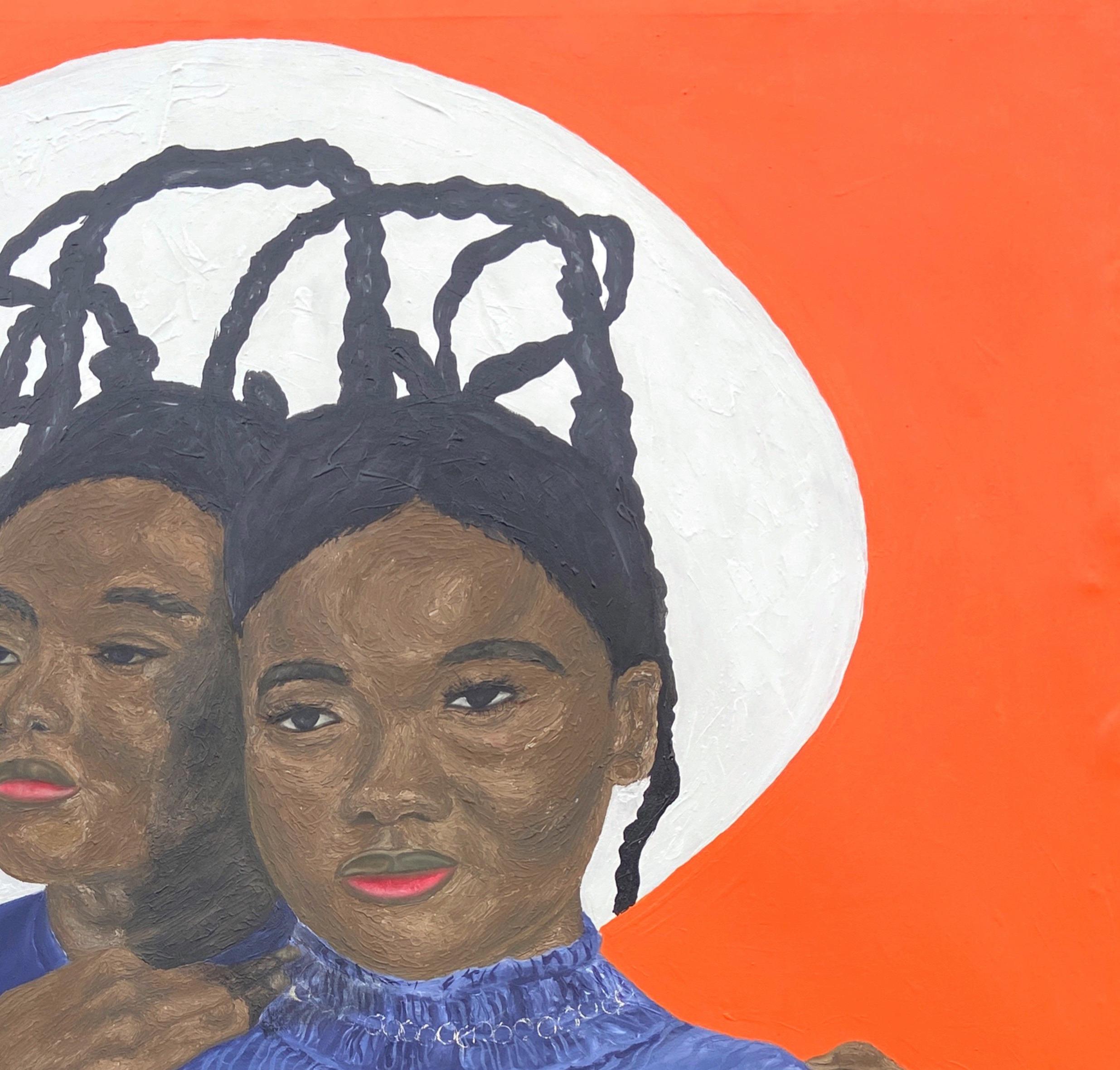 Soul Sisters -21° Secolo Contemporaneo, Ritratto figurativo, Donne Amore, Africa - Painting Espressionista di Olaniyi Timothy