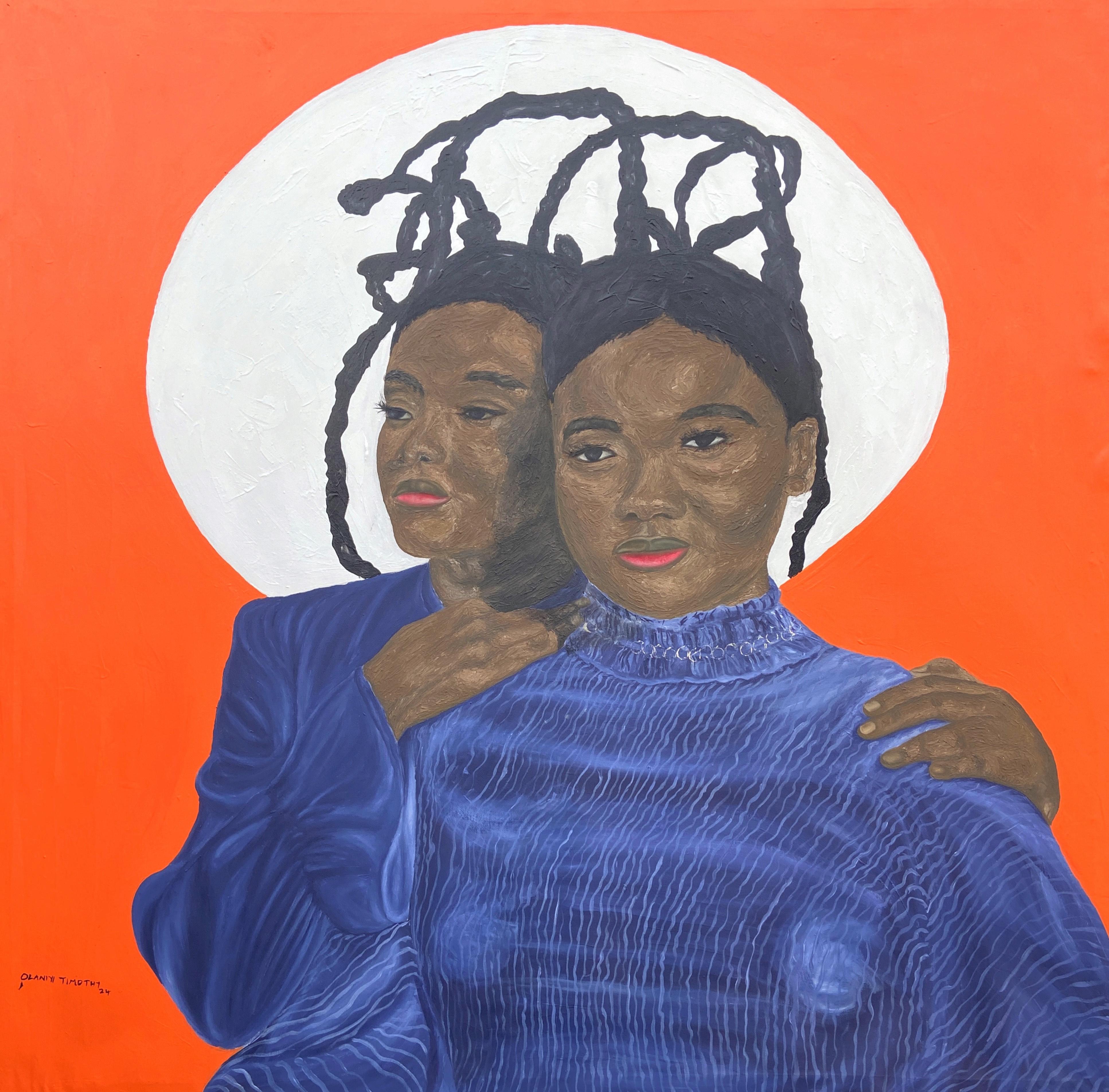 Figurative Painting di Olaniyi Timothy - Soul Sisters -21° Secolo Contemporaneo, Ritratto figurativo, Donne Amore, Africa