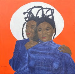 Soul Sisters -Siglo XXI Contemporáneo, Retrato Figurativo, Mujeres Amor, África