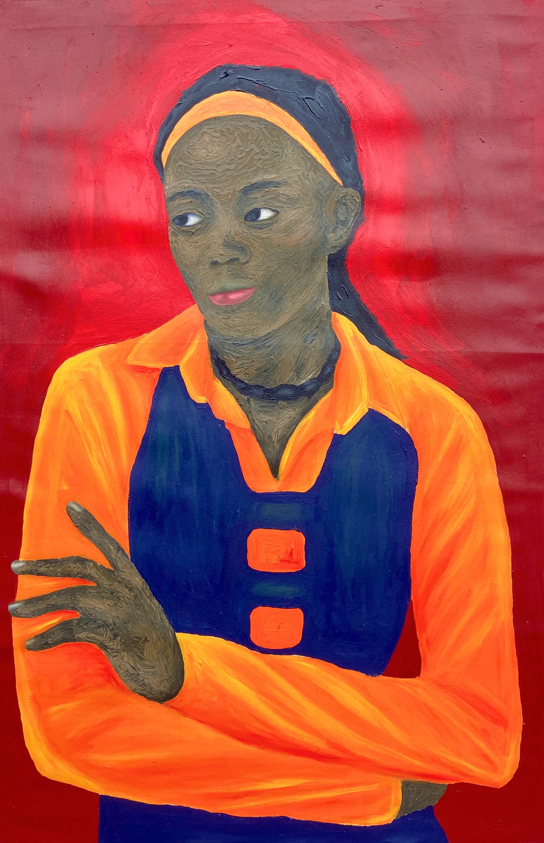 Olaniyi Timothy Portrait Painting – While I Wait 2 - 21. Jahrhundert, Zeitgenössisch, Figurativ, Porträt, Frauen, Liebe