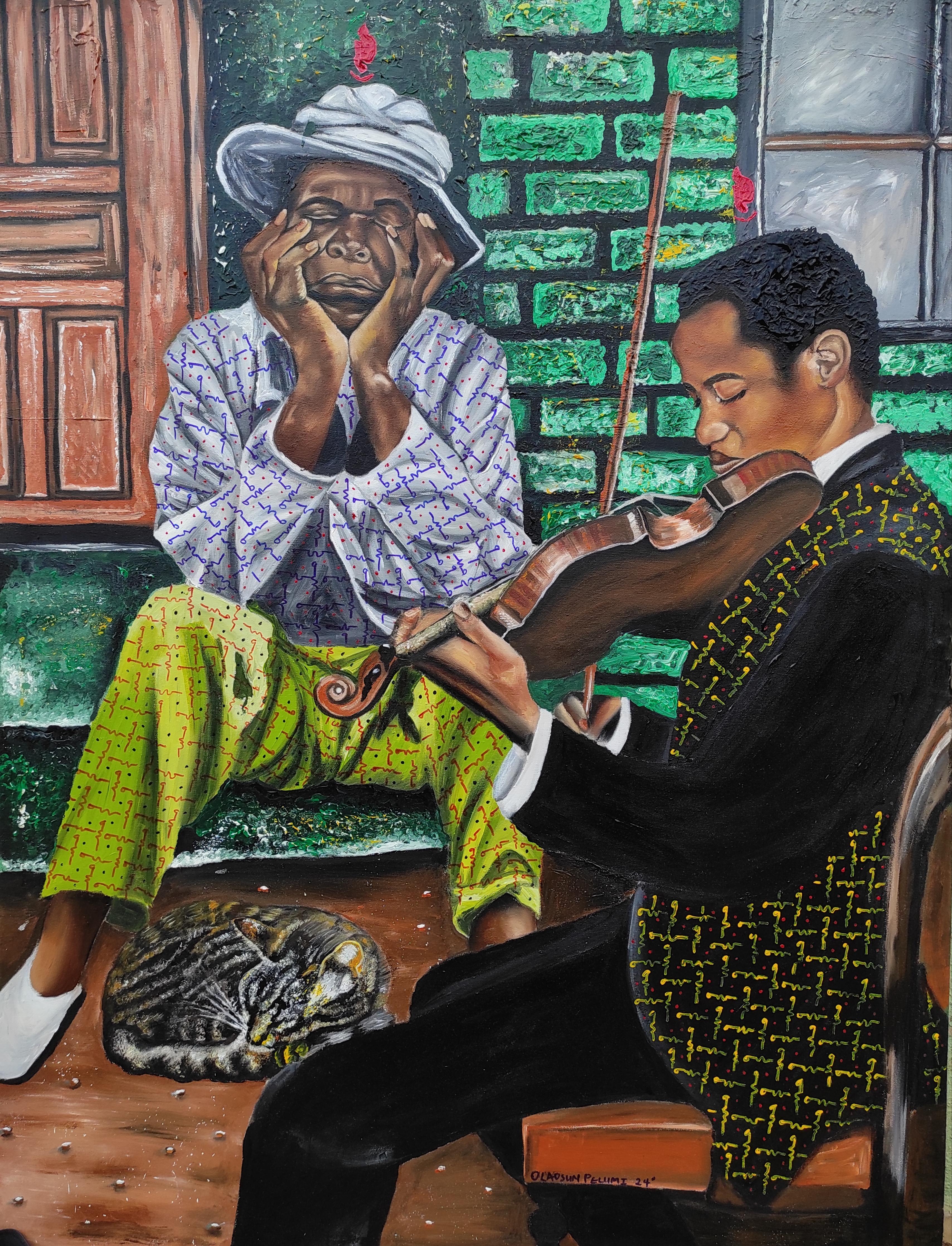 Absence of Noise, Solace in Music -21st Century, Contemporary, Figurative, Cat
