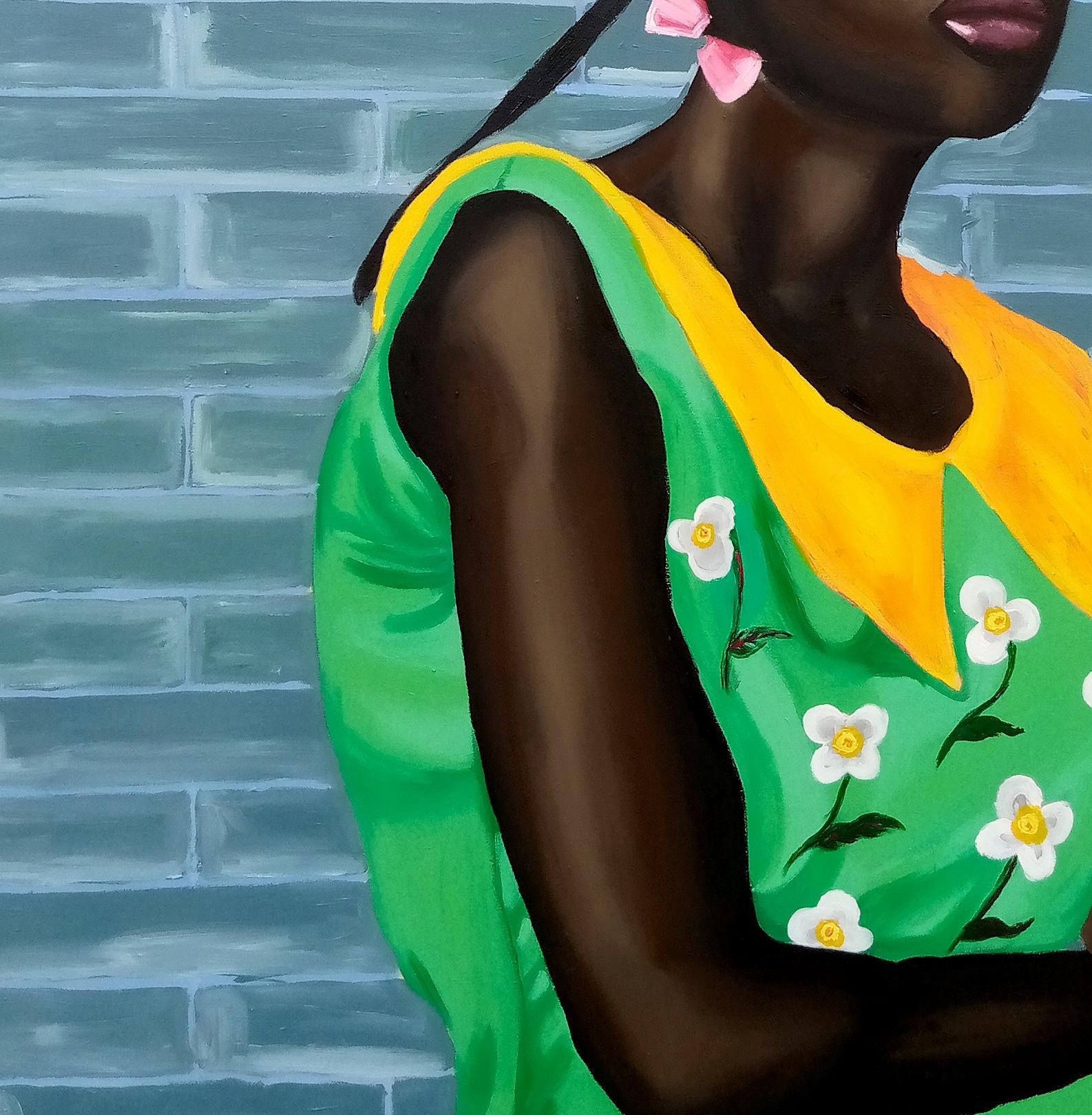 La beauté à l'intérieur - Bleu Figurative Painting par Olaosun Oluwapelumi