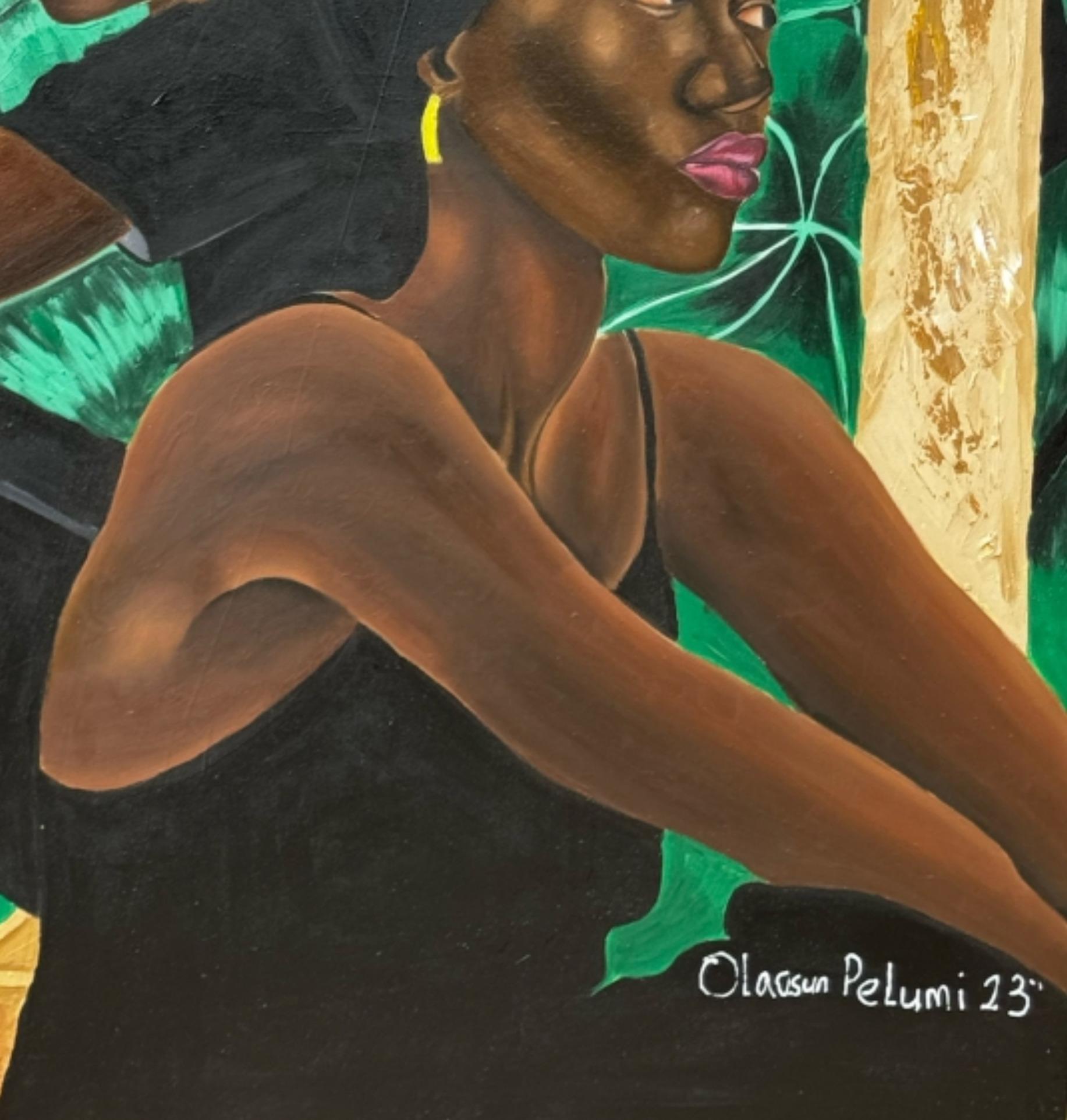Broken Bond - 21st Century, Contemporary, Figurative Portrait, Women Art, Green 2