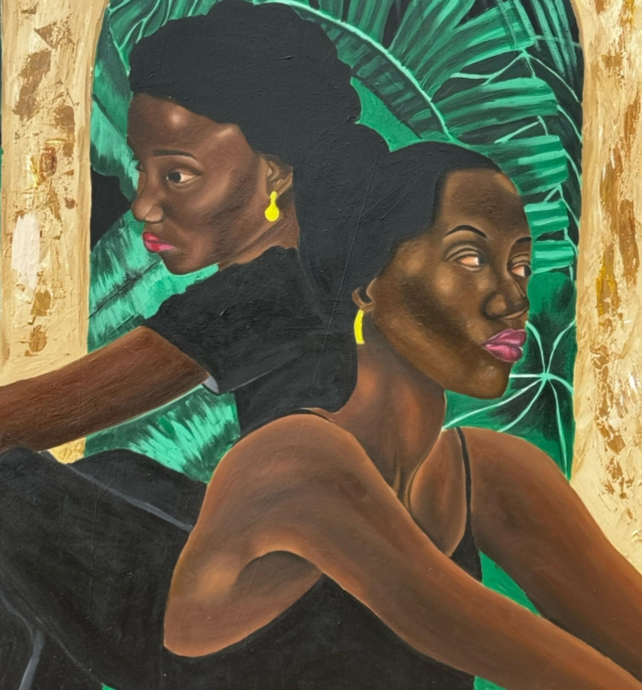 Broken Bond - 21st Century, Contemporary, Figurative Portrait, Women Art, Green 3