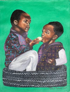 Brother's Keeper -21st Century, Contemporary, Figurative Portrait, Modern, Green