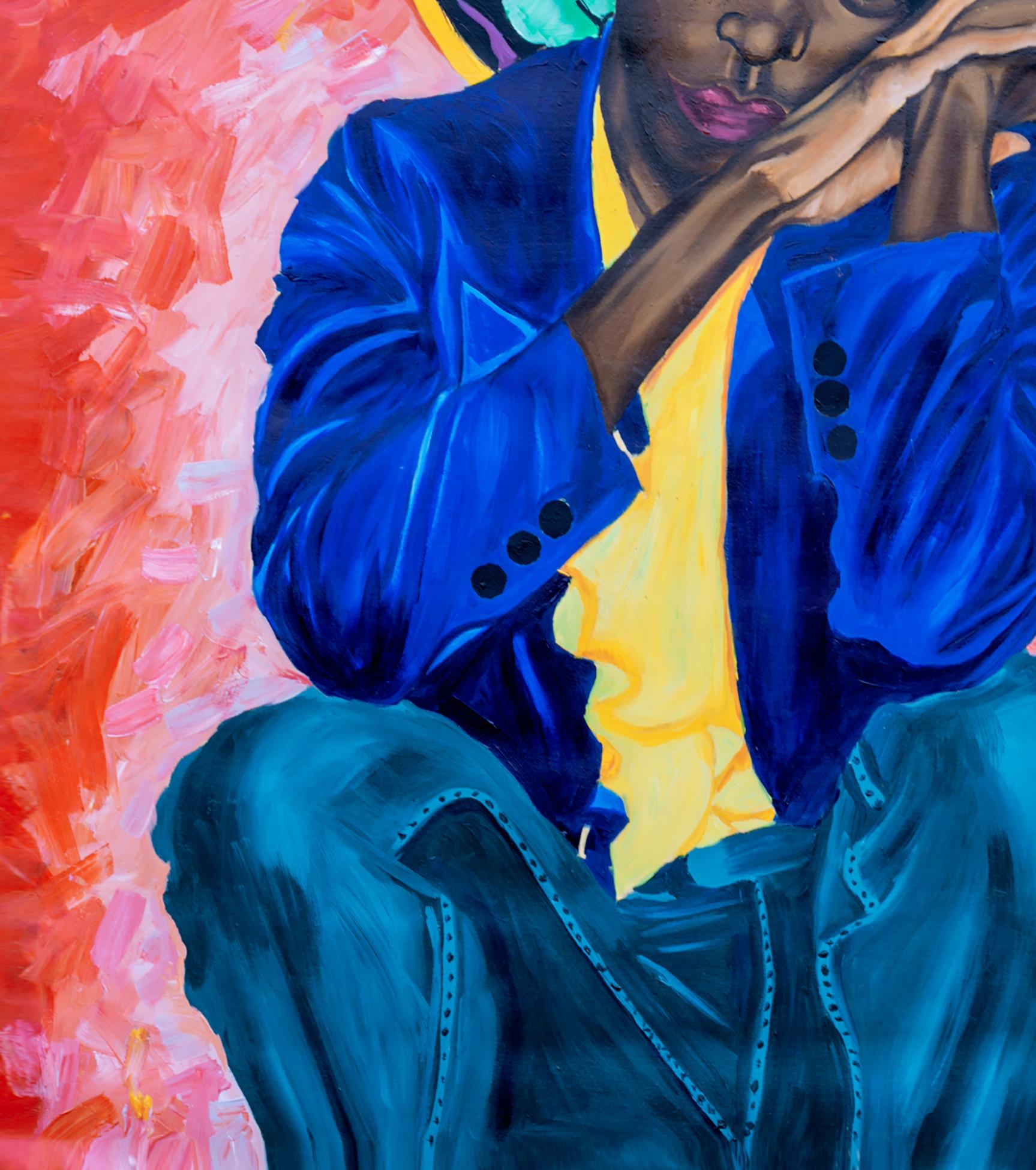 Conversazione con me stesso - Portrait Painting Rosa di Olaosun Oluwapelumi