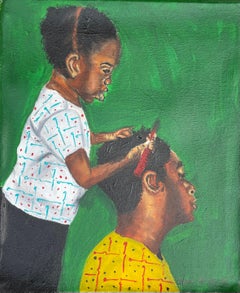 Daddy's Girl -21st Century, Contemporary, Figurative, Portrait, Modern, Green