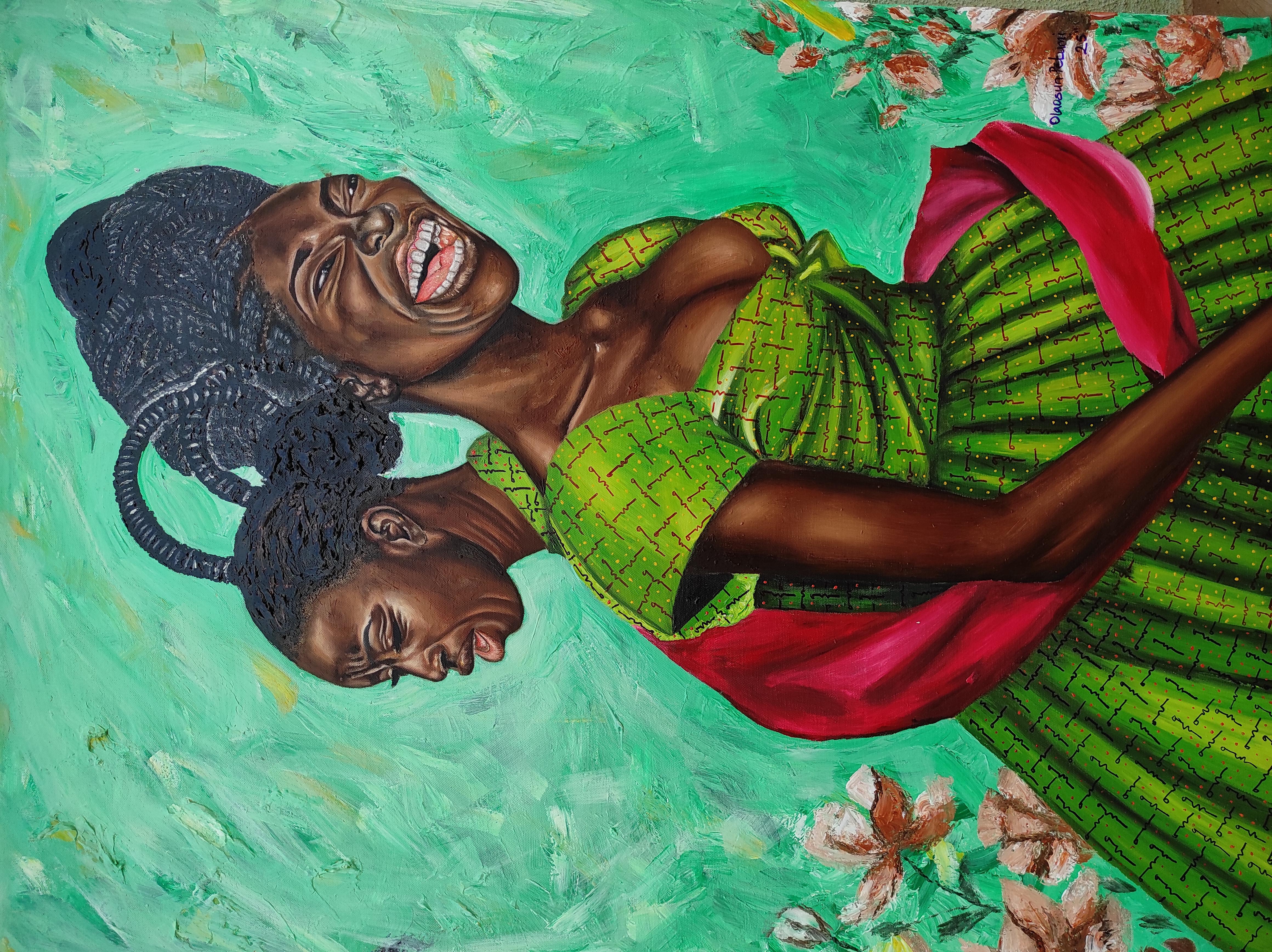 Esencia de vida  -Siglo XXI, Contemporáneo, Retrato figurativo, Mujer, Verde en venta 1