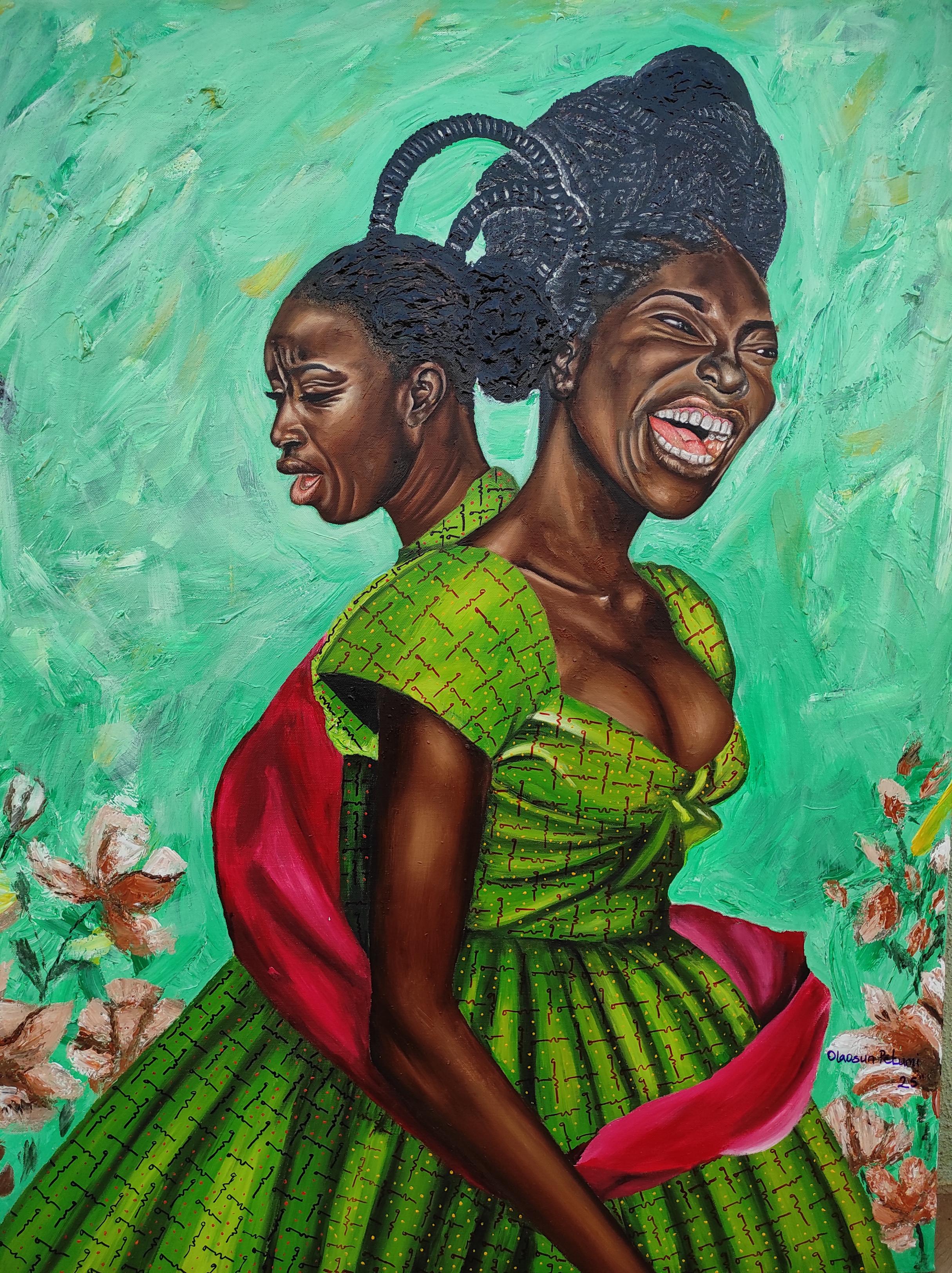 Essence of Life -21st Century, Contemporary, Figurative Portrait, Women, Green